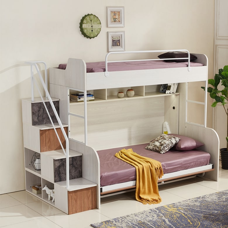 double deck bed with stairs